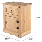 Comodino in legno con 1 anta e 1 cassetto