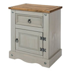 Comodino in legno con 1 anta e 1 cassetto