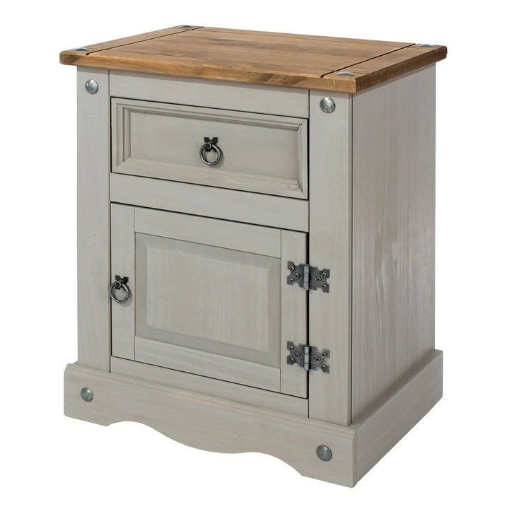 Comodino in legno con 1 anta e 1 cassetto