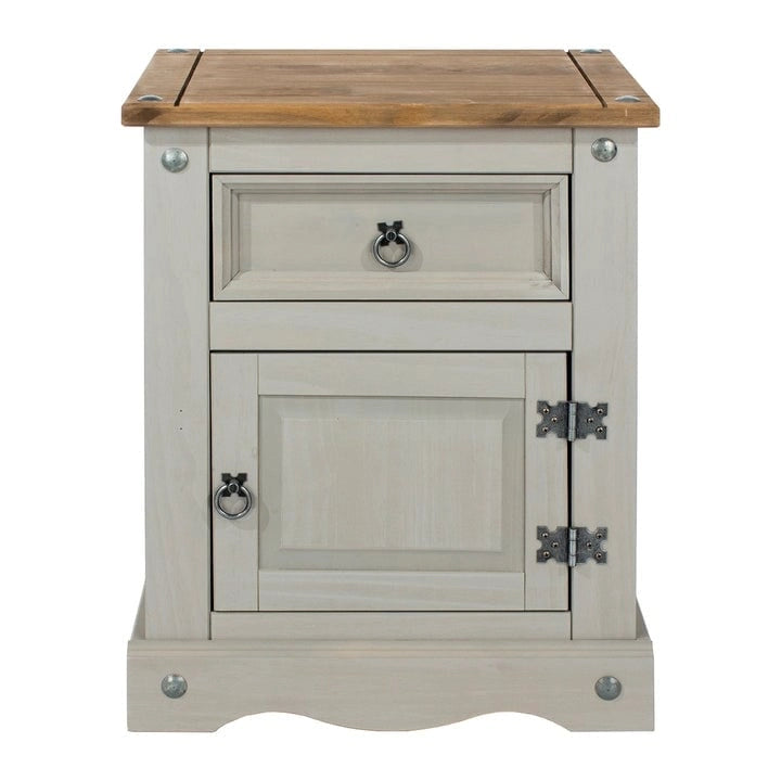 Comodino in legno con 1 anta e 1 cassetto