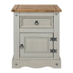 Comodino in legno con 1 anta e 1 cassetto