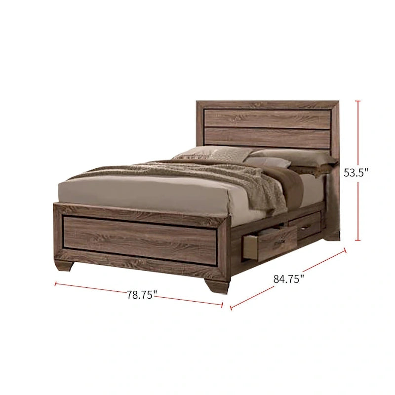 Struttura letto effetto legno con cassetti contenitore - Tortora lavato