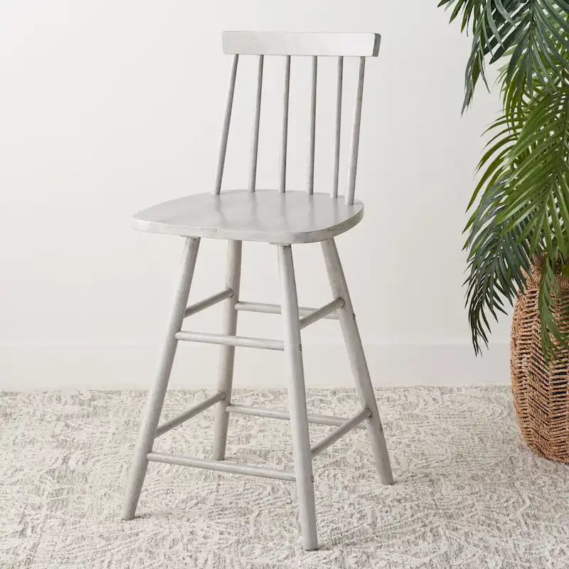 Sgabello da banco in legno con schienale a fuso - 43,18 cm L x 43,18 cm P x 96,52 cm A