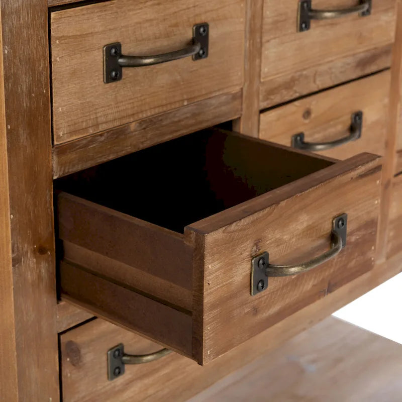 Cassettiera decorativa a 9 cassetti in rovere naturale