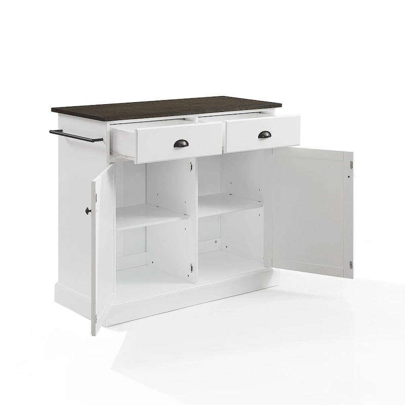 Isola da cucina in stile costiero con mobili contenitori e cassetti