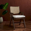 Poltrona in Rattan con Struttura in Legno di Frassino e Cuscino - 53L x 58P x 86A cm