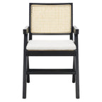 Poltrona in Rattan con Struttura in Legno di Frassino e Cuscino - 53L x 58P x 86A cm
