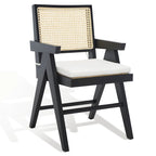 Poltrona in Rattan con Struttura in Legno di Frassino e Cuscino - 53L x 58P x 86A cm