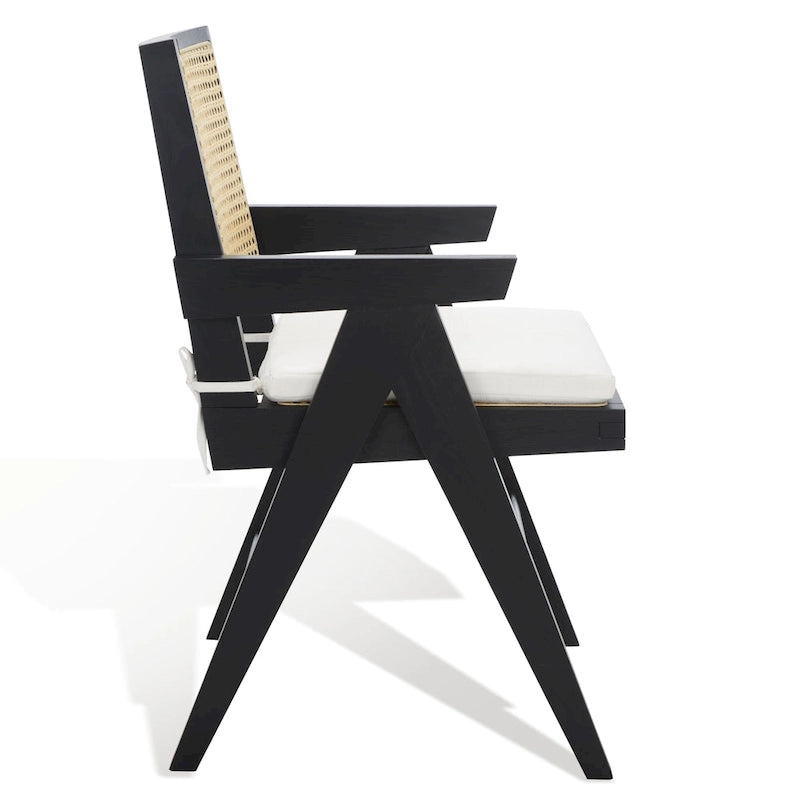 Poltrona in Rattan con Struttura in Legno di Frassino e Cuscino - 53L x 58P x 86A cm