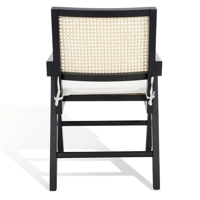 Poltrona in Rattan con Struttura in Legno di Frassino e Cuscino - 53L x 58P x 86A cm