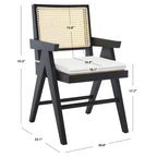 Poltrona in Rattan con Struttura in Legno di Frassino e Cuscino - 53L x 58P x 86A cm