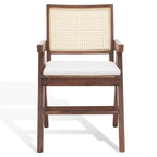 Poltrona in Rattan con Struttura in Legno di Frassino e Cuscino - 53L x 58P x 86A cm
