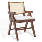 Poltrona in Rattan con Struttura in Legno di Frassino e Cuscino - 53L x 58P x 86A cm