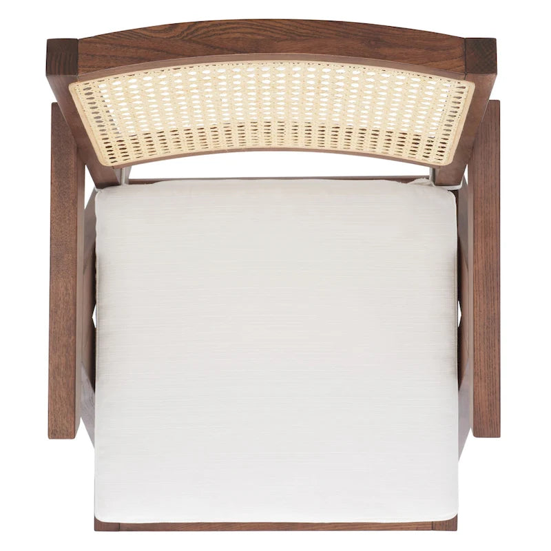 Poltrona in Rattan con Struttura in Legno di Frassino e Cuscino - 53L x 58P x 86A cm