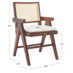 Poltrona in Rattan con Struttura in Legno di Frassino e Cuscino - 53L x 58P x 86A cm