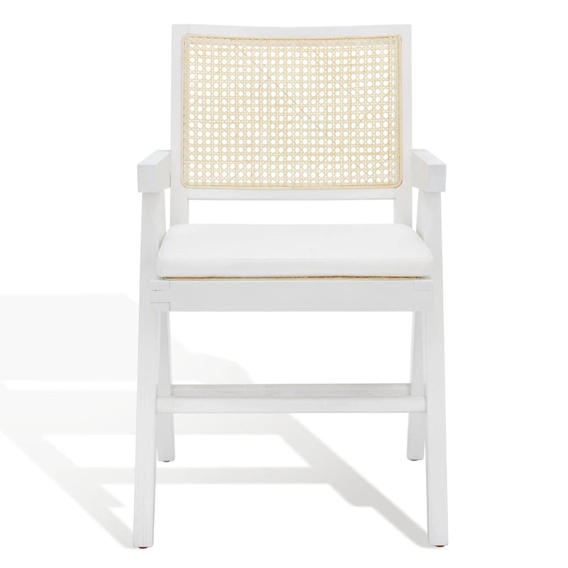 Poltrona in Rattan con Struttura in Legno di Frassino e Cuscino - 53L x 58P x 86A cm