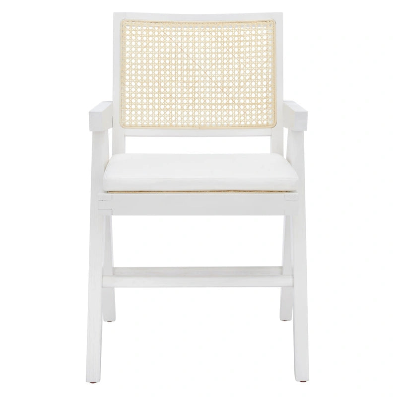 Poltrona in Rattan con Struttura in Legno di Frassino e Cuscino - 53L x 58P x 86A cm