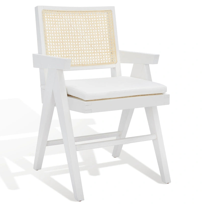 Poltrona in Rattan con Struttura in Legno di Frassino e Cuscino - 53L x 58P x 86A cm