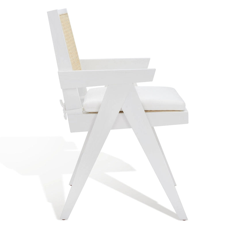 Poltrona in Rattan con Struttura in Legno di Frassino e Cuscino - 53L x 58P x 86A cm