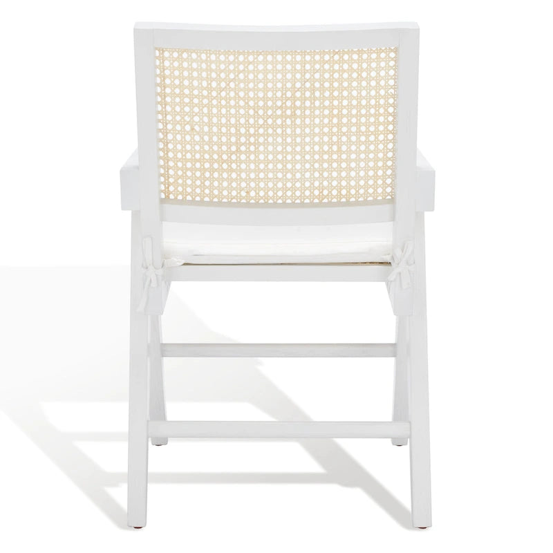 Poltrona in Rattan con Struttura in Legno di Frassino e Cuscino - 53L x 58P x 86A cm