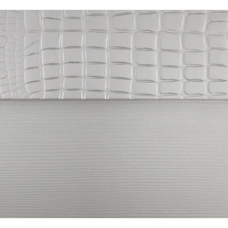 Letto imbottito trapuntato in similpelle a LED argentato