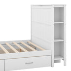 Letto a piattaforma a una piazza e mezza con cassetti e ripiani contenitore