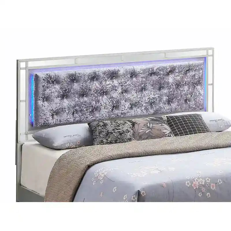 Letto a pannello completo – Misura matrimoniale standard, Finitura color champagne
