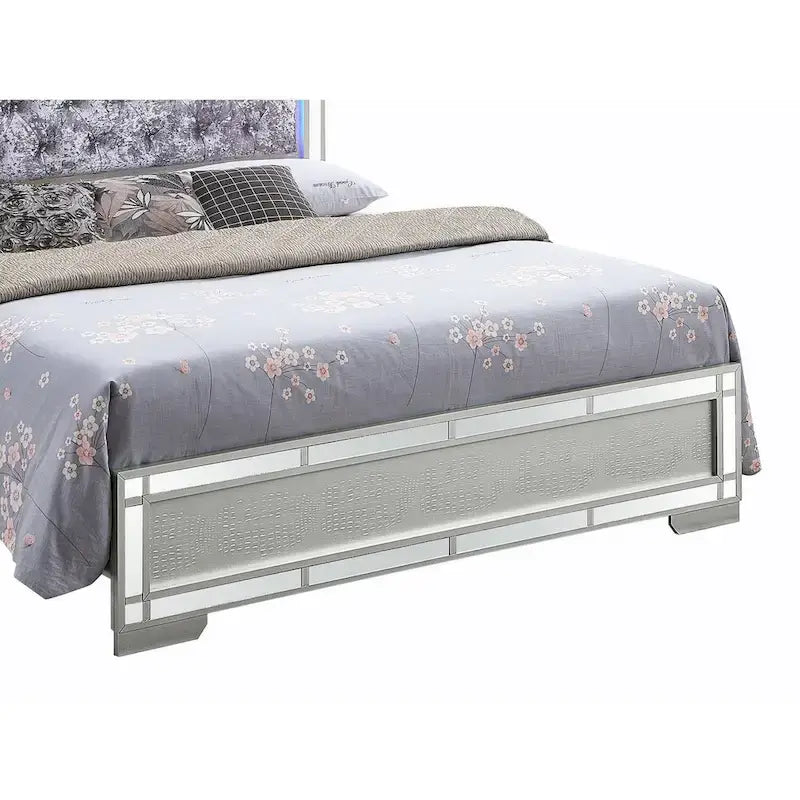 Letto a pannello completo – Misura matrimoniale standard, Finitura color champagne