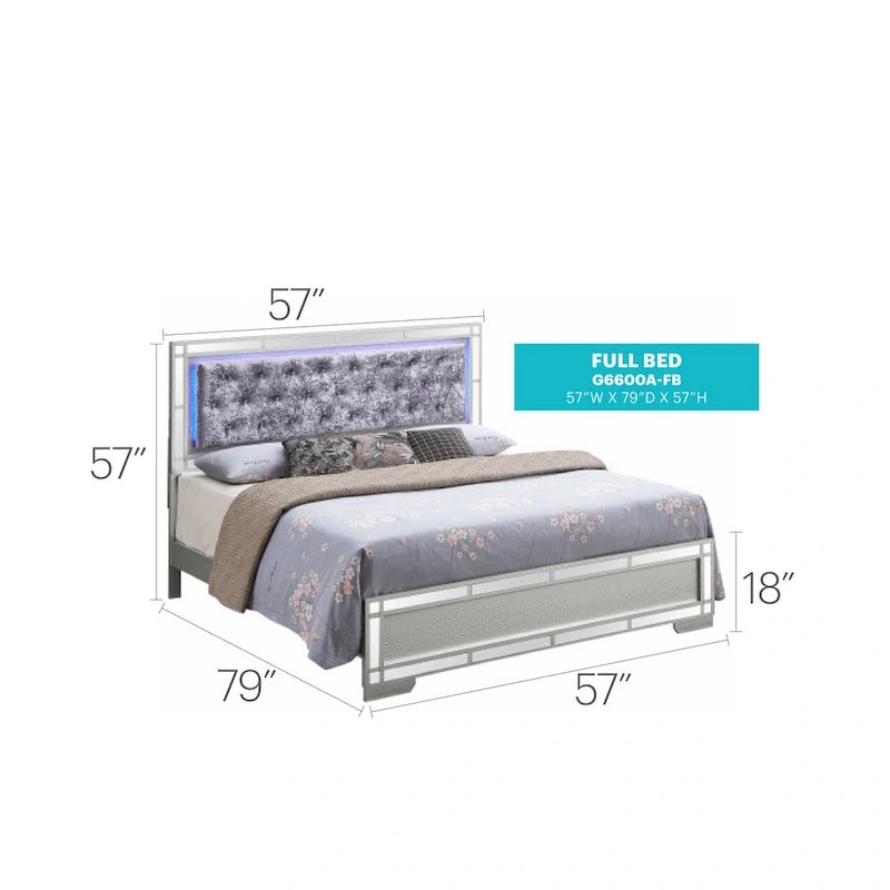 Letto a pannello completo – Misura matrimoniale standard, Finitura color champagne