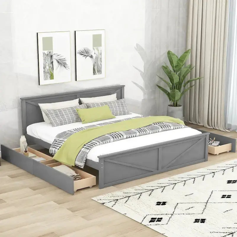 Struttura letto a piattaforma con 4 cassetti contenitore e testiera
