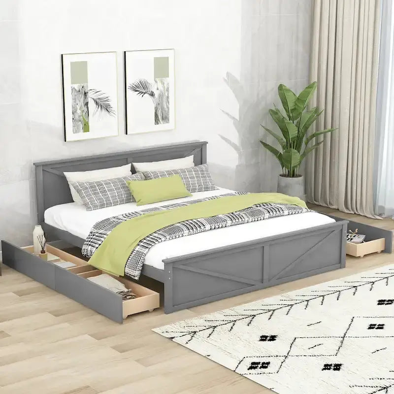 Struttura letto a piattaforma con 4 cassetti contenitore e testiera