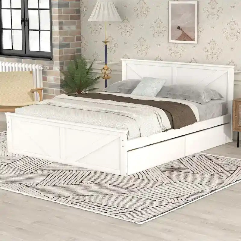 Struttura letto a piattaforma con 4 cassetti contenitore e testiera