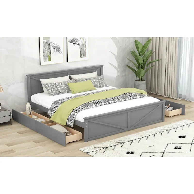 Struttura letto a piattaforma con 4 cassetti contenitore e testiera