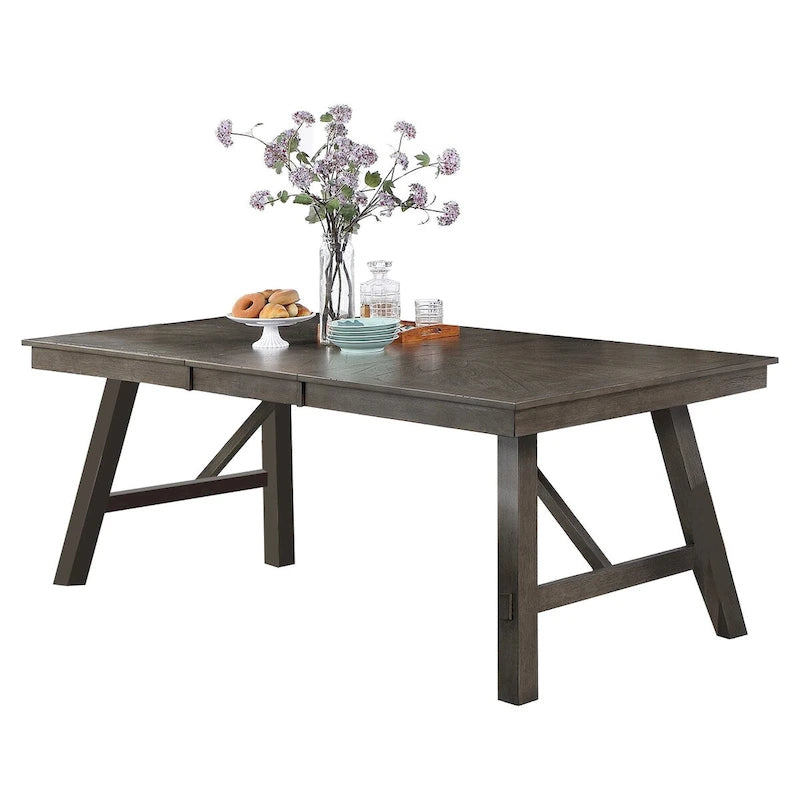 Tavolo da pranzo rettangolare per 6 persone – Finitura legno grigio con bordo bianco