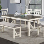 Tavolo da pranzo rettangolare per 6 persone – Finitura legno grigio con bordo bianco