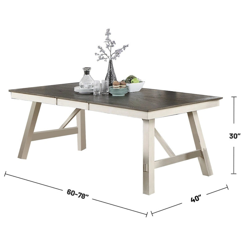 Tavolo da pranzo rettangolare per 6 persone – Finitura legno grigio con bordo bianco