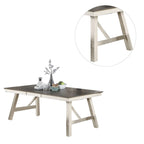 Tavolo da pranzo rettangolare per 6 persone – Finitura legno grigio con bordo bianco