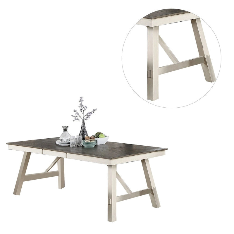 Tavolo da pranzo rettangolare per 6 persone – Finitura legno grigio con bordo bianco