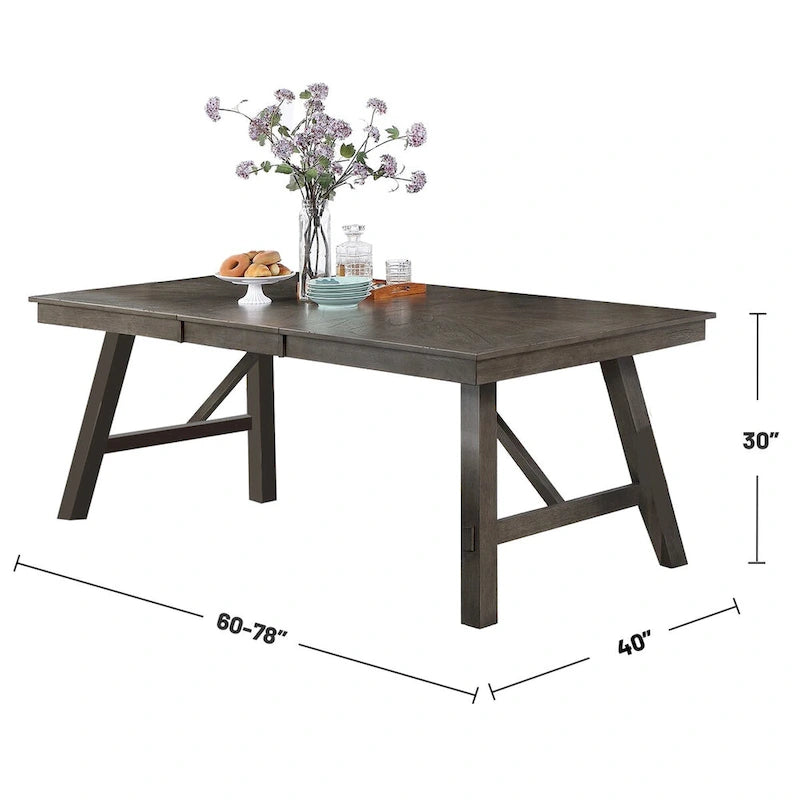 Tavolo da pranzo rettangolare per 6 persone – Finitura legno grigio con bordo bianco