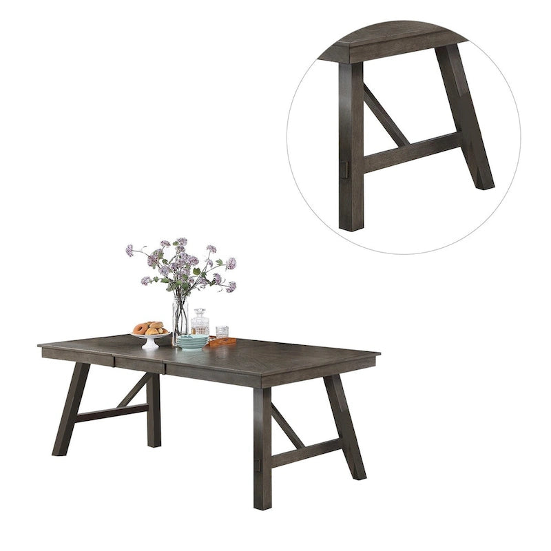 Tavolo da pranzo rettangolare per 6 persone – Finitura legno grigio con bordo bianco