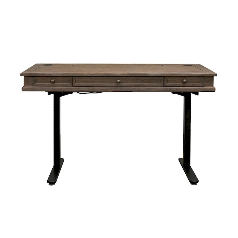 Scrivania regolabile in altezza elettronica in legno con finitura grigio anticato