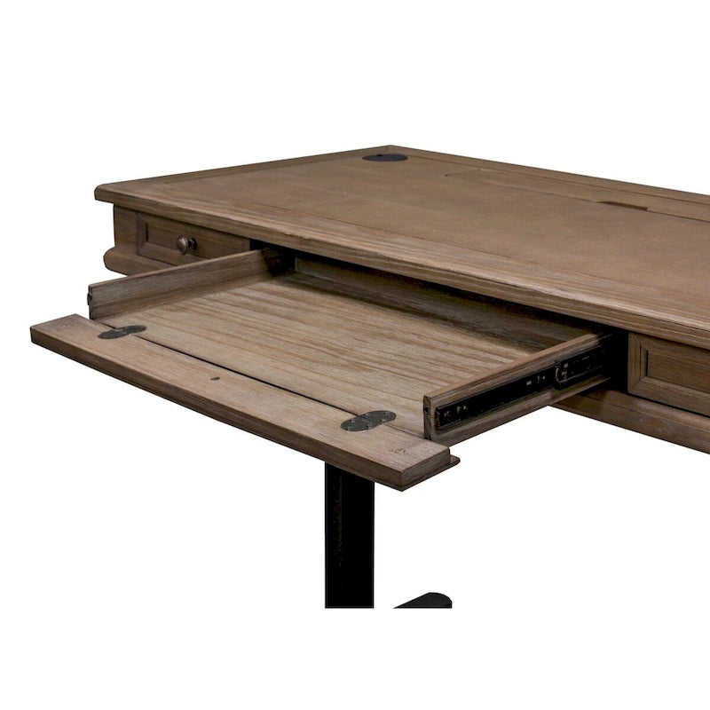 Scrivania regolabile in altezza elettronica in legno con finitura grigio anticato