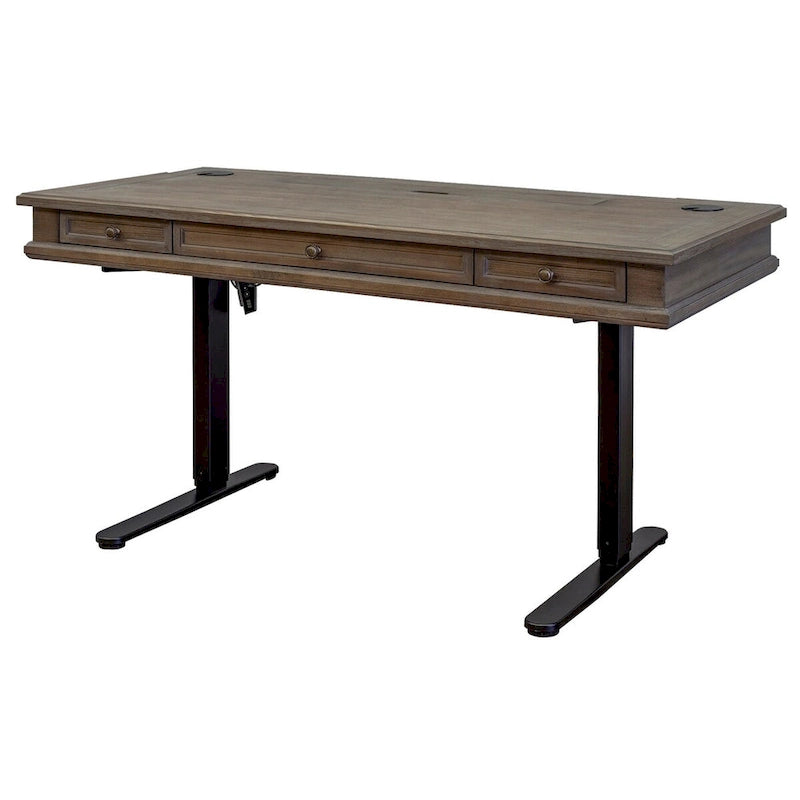 Scrivania regolabile in altezza elettronica in legno con finitura grigio anticato