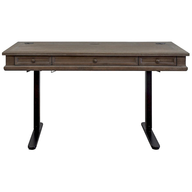 Scrivania regolabile in altezza elettronica in legno con finitura grigio anticato