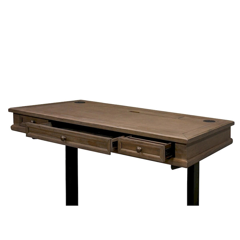 Scrivania regolabile in altezza elettronica in legno con finitura grigio anticato