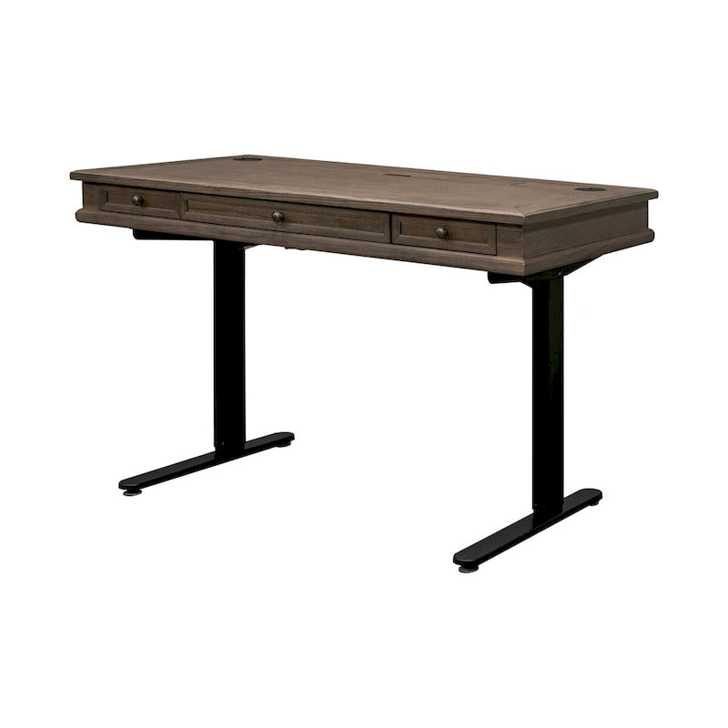 Scrivania regolabile in altezza elettronica in legno con finitura grigio anticato