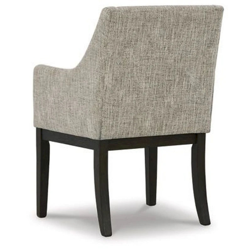 Set di 2 Poltrone da Pranzo, Rivestimento Imbottito Beige, Gambe in Legno Massello Marrone