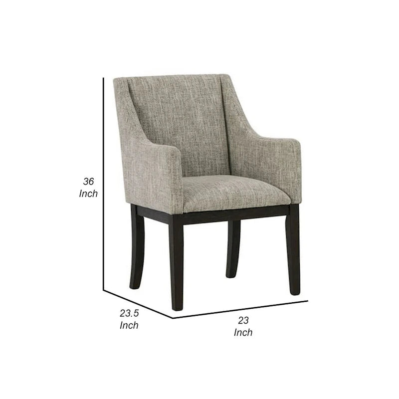 Set di 2 Poltrone da Pranzo, Rivestimento Imbottito Beige, Gambe in Legno Massello Marrone