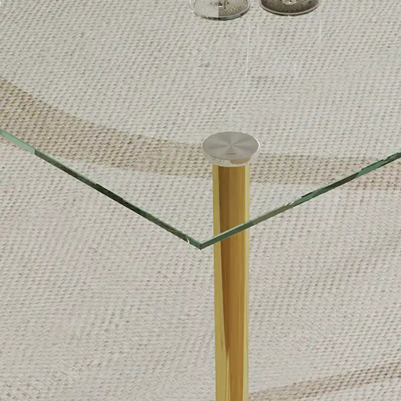 Tavolo da Pranzo con Piano in Vetro Temperato e Gambe in Acciaio Inox