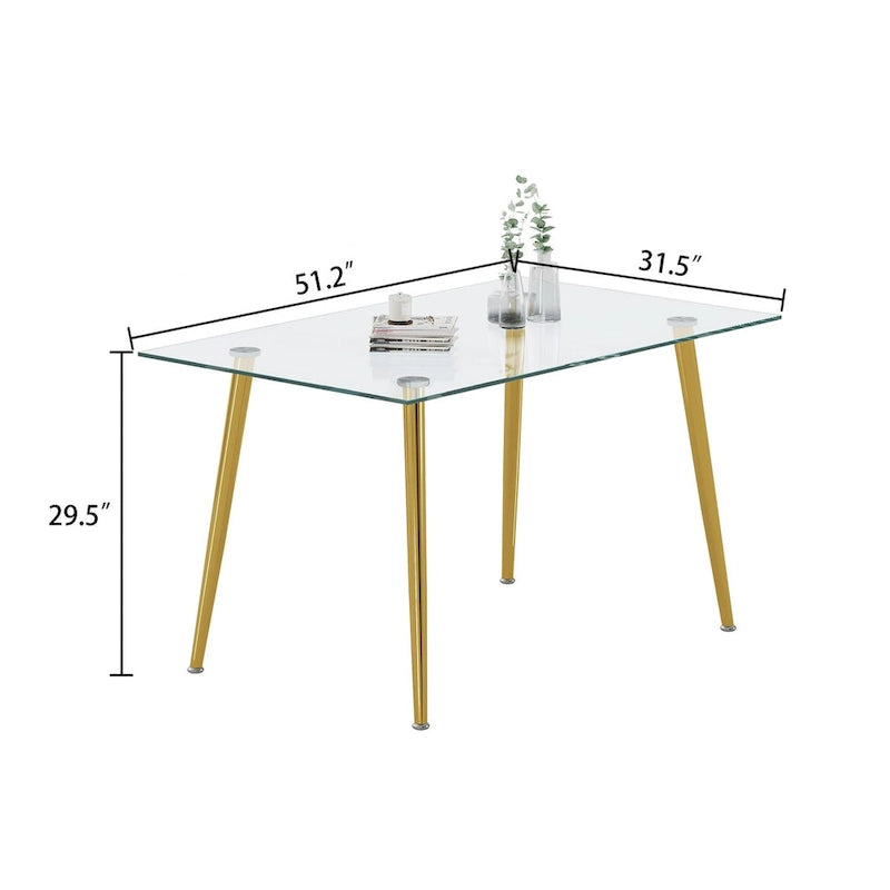 Tavolo da Pranzo con Piano in Vetro Temperato e Gambe in Acciaio Inox